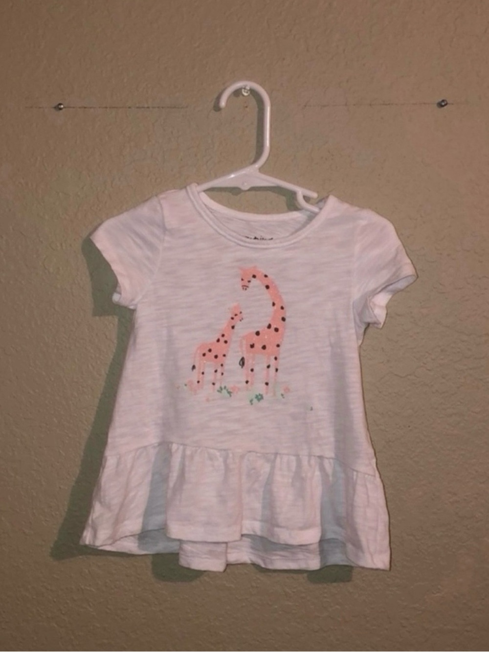 Jumping Beans Shirt Girls White Giraffe Short Sleeve Shirt Top Baby Girls 24 Mon